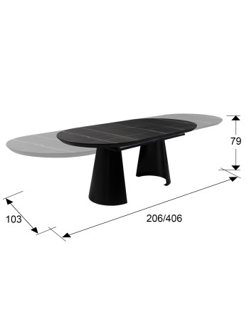 CAPRI -MESA COMEDOR- T MARMOL NEGRO